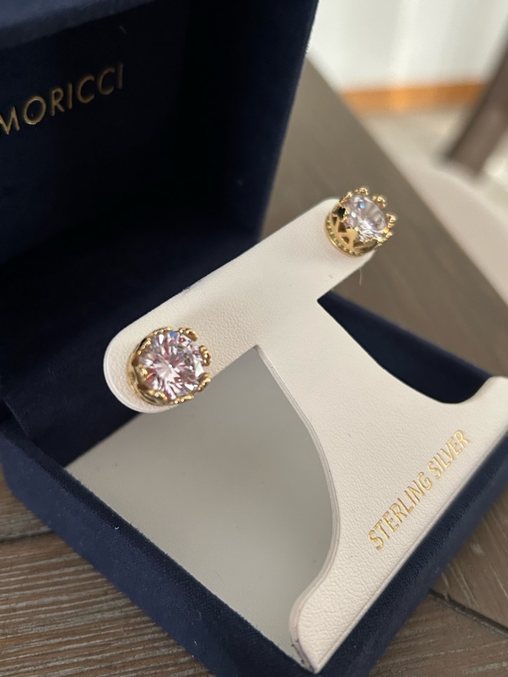 Gold-Plated  Cubic Zirconia Stud crown Earrings